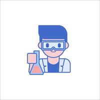 A man in a lab coat holding a flask vector