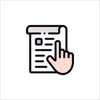 A hand pointing to a document icon vector