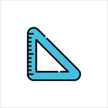 A blue triangle icon with a ruler on it vector