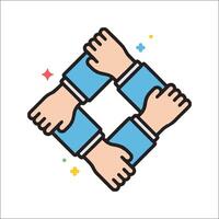Hands holding together in a square shape vector