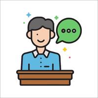 Man speaking at a podium with speech bubbles vector