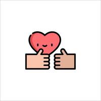 Two hands giving a thumbs up to a heart vector