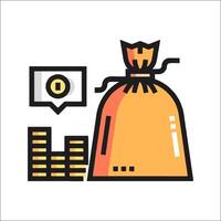 Money bag icon with coins and money vector