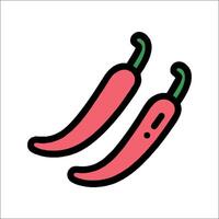 Two red hot peppers on a white background vector