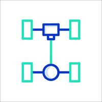 A blue and green icon of a computer vector