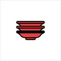 A red bowl with a black handle on top vector