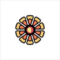 A flower with an apple in the center of it vector