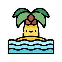 A cartoon palm tree with a smile on it vector