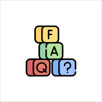 A stack of blocks with the words faq and qq vector