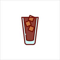 A glass of chocolate milk with chocolate cubes in it vector