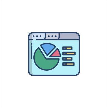 A pie chart icon on a computer screen vector