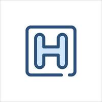 A blue and white logo with the letter h vector