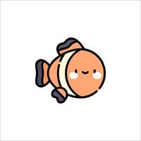 An orange clown fish with a smile on its face vector