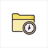 A clock and folder icon on a white background vector