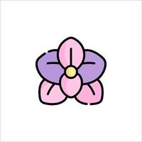 A purple flower with a yellow center on a white background vector