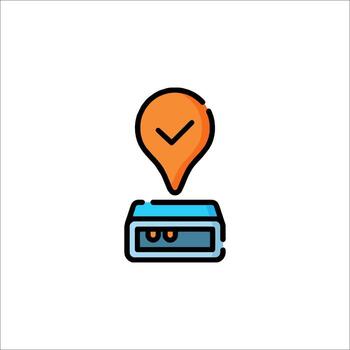 A computer with a map icon on top vector