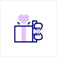 A purple gift box with a heart on it vector