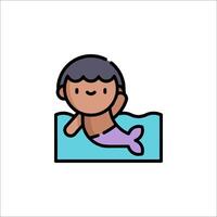 A cartoon mermaid swimming in the ocean vector