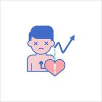 A man with a broken heart and an arrow pointing up vector