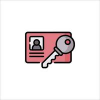 A key and a photo on a credit card icon vector