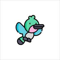 A cartoon bird with a long beak and a long tail vector