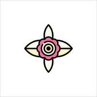 A flower icon with a yellow and pink center vector