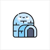 An igloo icon with a face and a smile vector