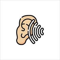 An ear icon with a sound wave coming out of it vector