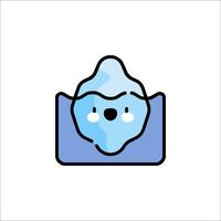 A blue ice cube with a face on it vector