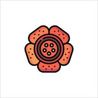 A flower with a button on it in a flat design vector