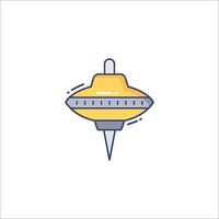 A yellow and white icon of a flying object vector