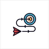 A line icon of an arrow and a target vector
