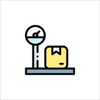 A scale with a box and a red ball vector