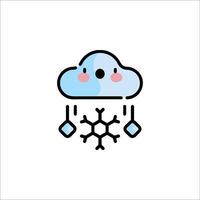 A cartoon cloud with snowflakes on it vector