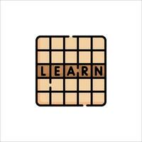 Learn word puzzle icon illustration vector