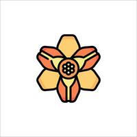 A flower with a yellow center and orange petals vector