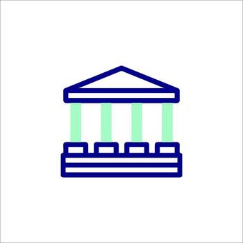 A building with columns and a green light vector