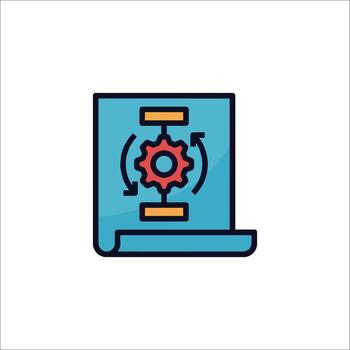 un computadora con engranajes en eso vector