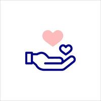 A hand holding a heart icon vector