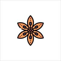 A flower icon with orange and black colors vector