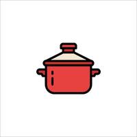 Red pot with lid icon on white background vector