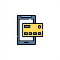 Mobile phone with credit card icon illustration vector
