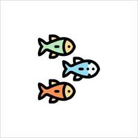 Three fish icon in a line style vector