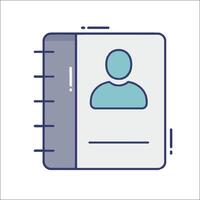A person is in a notebook with a person icon vector