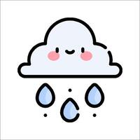 A cartoon cloud with rain drops on it vector