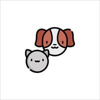 A dog and cat are shown in a simple line drawing vector