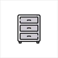 A black and white drawing of a chest of drawers vector