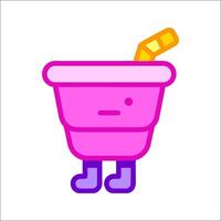 A pink bucket with a straw in it vector