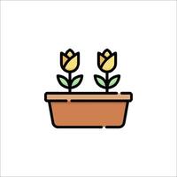 Two tulips in a pot on a white background vector