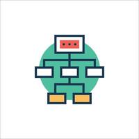 A flat icon of a computer with a red button vector